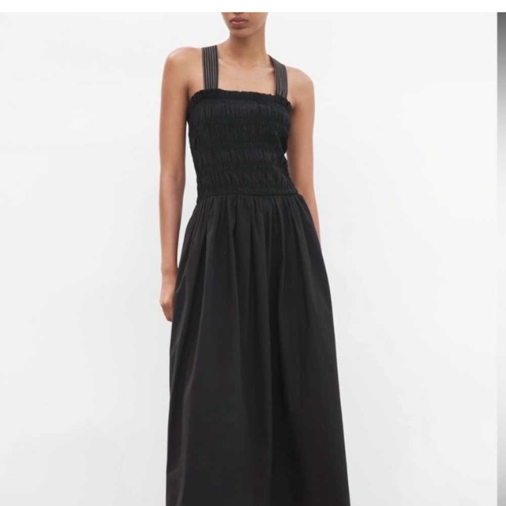 Zara Midi Black smocked dress XS